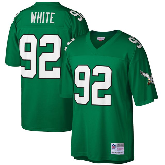 Maillot réplique de joueur retraité 1990 des Philadelphia Eagles Mitchell & Ness Reggie White Kelly Green Big Tall pour homme
