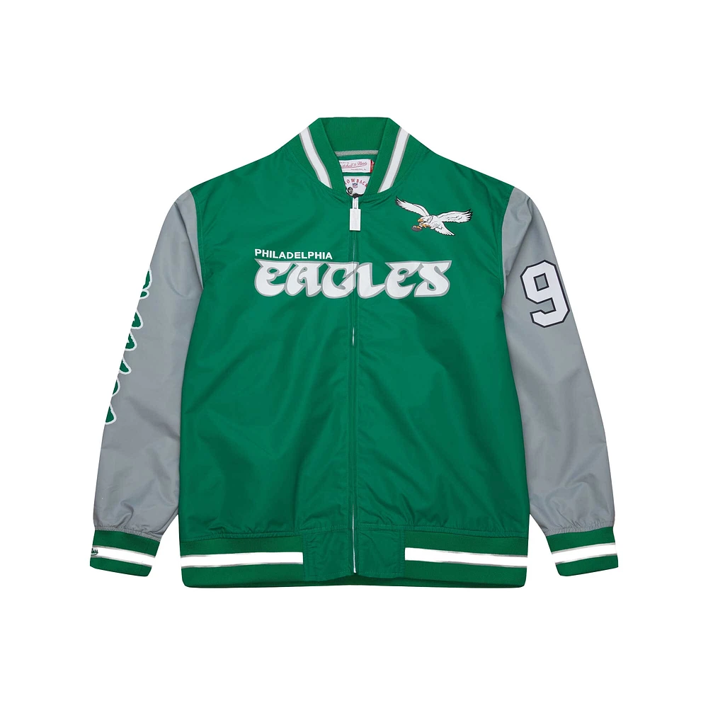 Men's Mitchell & Ness Reggie White Kelly Green Philadelphia Eagles Retired Player Graphic Full-Zip Satin Jacket
