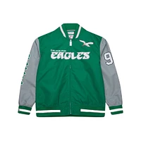 Men's Mitchell & Ness Reggie White Kelly Green Philadelphia Eagles Retired Player Graphic Full-Zip Satin Jacket