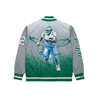 Men's Mitchell & Ness Reggie White Kelly Green Philadelphia Eagles Retired Player Graphic Full-Zip Satin Jacket