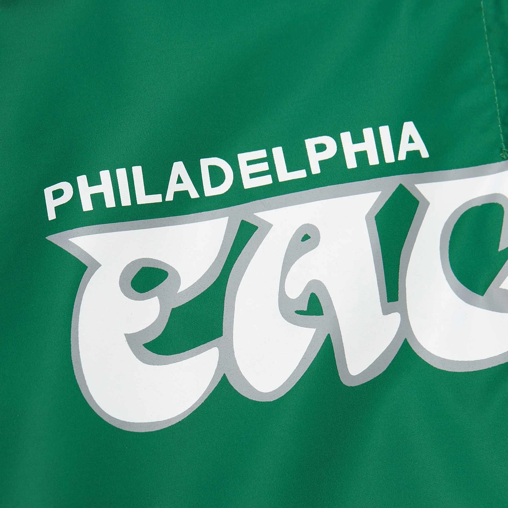Men's Mitchell & Ness Reggie White Kelly Green Philadelphia Eagles Retired Player Graphic Full-Zip Satin Jacket
