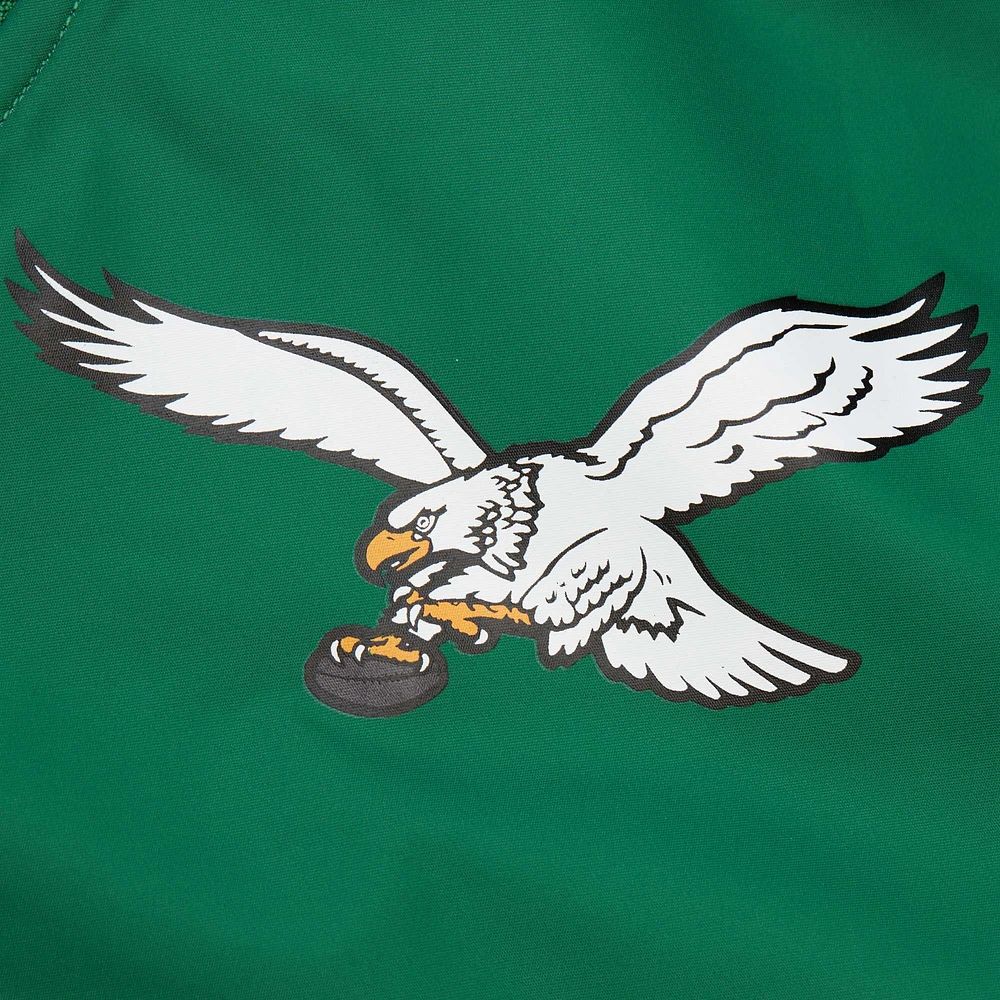 Men's Mitchell & Ness Reggie White Kelly Green Philadelphia Eagles Retired Player Graphic Full-Zip Satin Jacket