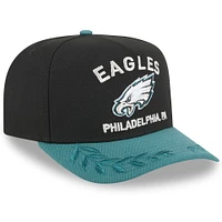 Men's New Era Black/Midnight Green Philadelphia Eagles 2025 NFL Draft 9FIFTY A-Frame Snapback Hat