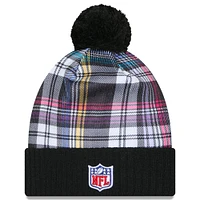 Men's New Era  Black Philadelphia Eagles 2024 NFL Crucial Catch Cuffed Knit Hat With Pom