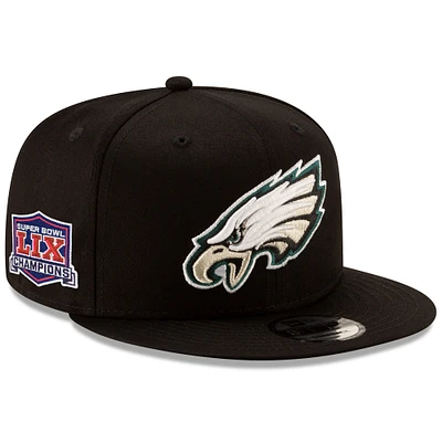 Men's New Era  Black Philadelphia Eagles Super Bowl LIX Champions Side Patch 9FIFTY Snapback Hat