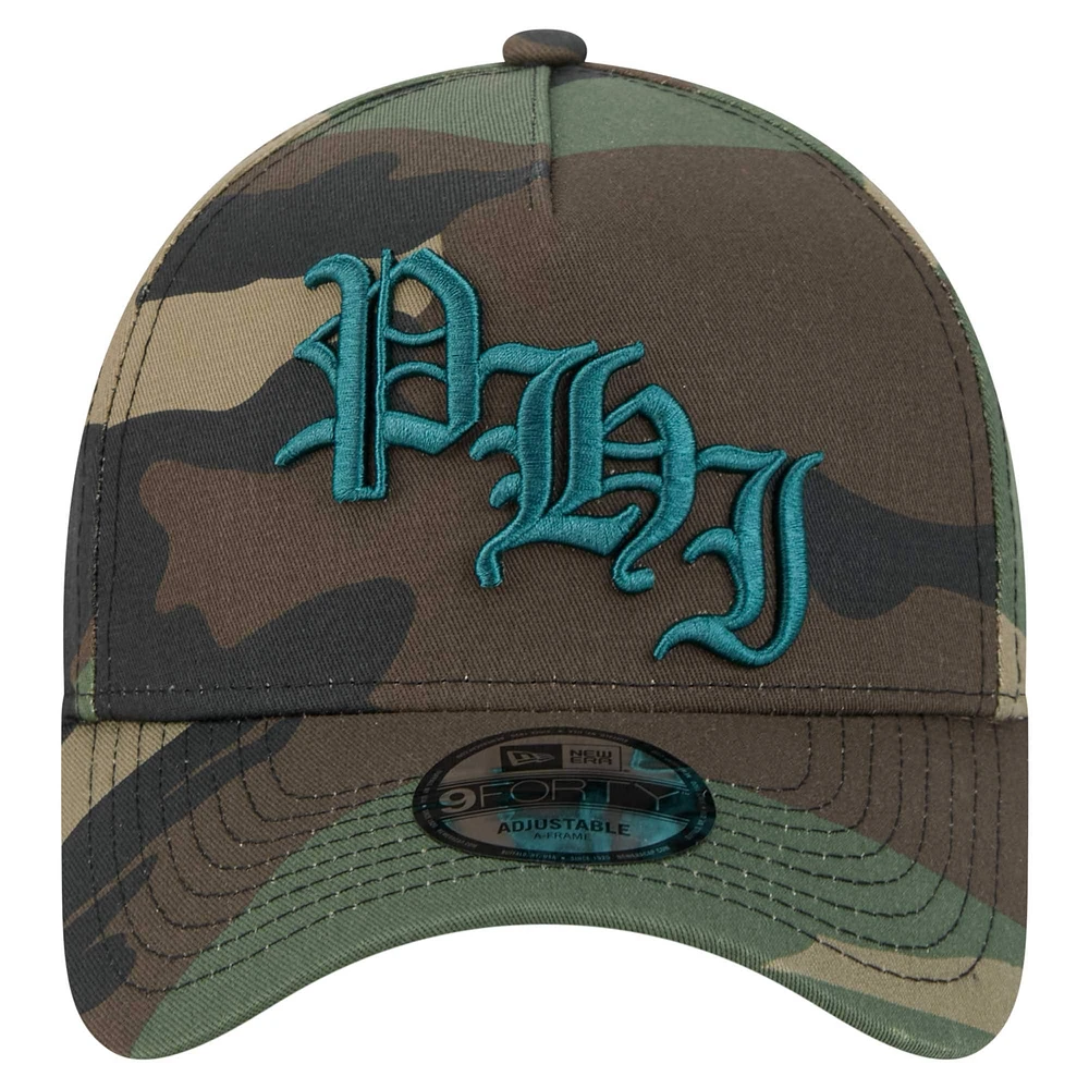 Men's New Era Camo Philadelphia Eagles Mystic Camo A-Frame 9FORTY Adjustable Hat