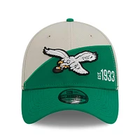 Men's New Era Cream/Kelly Green Philadelphia Eagles 2023 Sideline Historic 39THIRTY Flex Hat