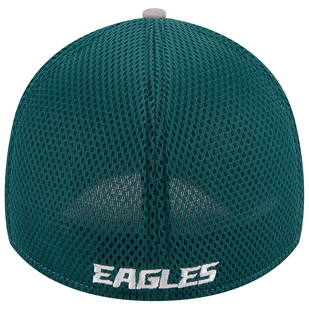 Men's New Era Gray/Midnight Green Philadelphia Eagles Pipe 39THIRTY Flex Hat