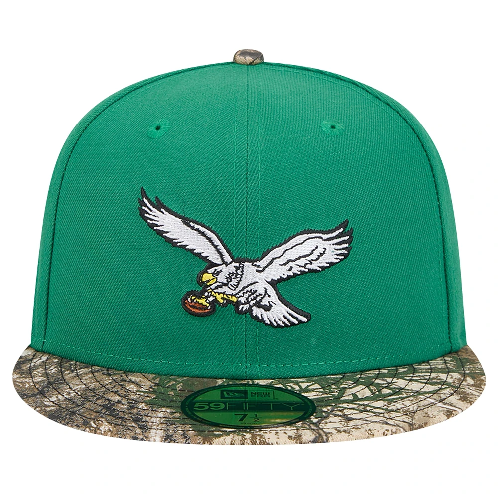 Men's New Era Kelly Green Philadelphia Eagles Active Two-Tone Camo 59FIFTY Fitted Hat