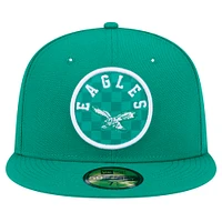 Men's New Era Kelly Green Philadelphia Eagles Checkered 59FIFTY Fitted Hat