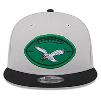 Men's New Era Stone/Black Philadelphia Eagles 2024 Sideline Historic 9FIFTY Snapback Hat