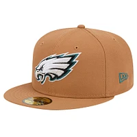 Men's New Era Tan Philadelphia Eagles Color Pack 59FIFTY Fitted Hat with Side Patch