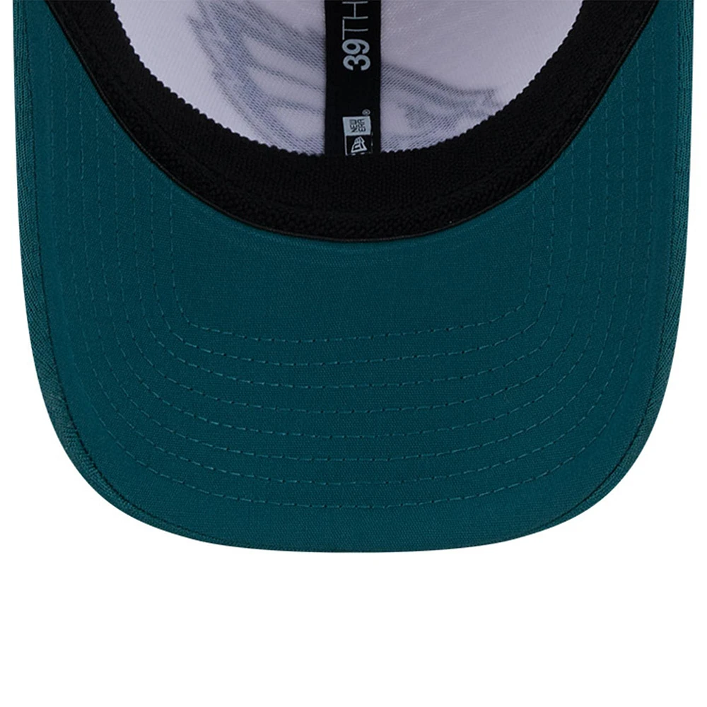 Casquette flexible 39THIRTY New Era pour hommes, blanc/vert minuit, Philadelphia Eagles 2024 NFL Training Camp