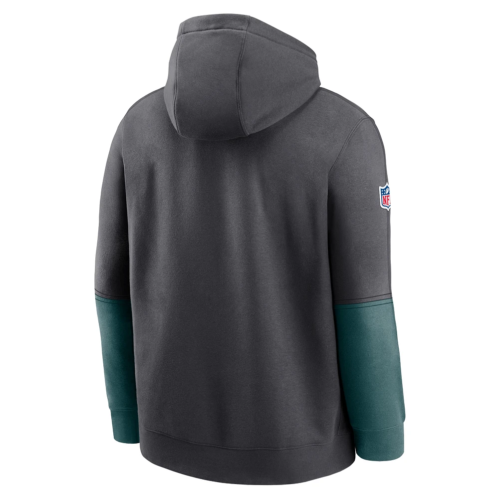 Men's Nike Anthracite Philadelphia Eagles 2024 Sideline Club Pullover Hoodie