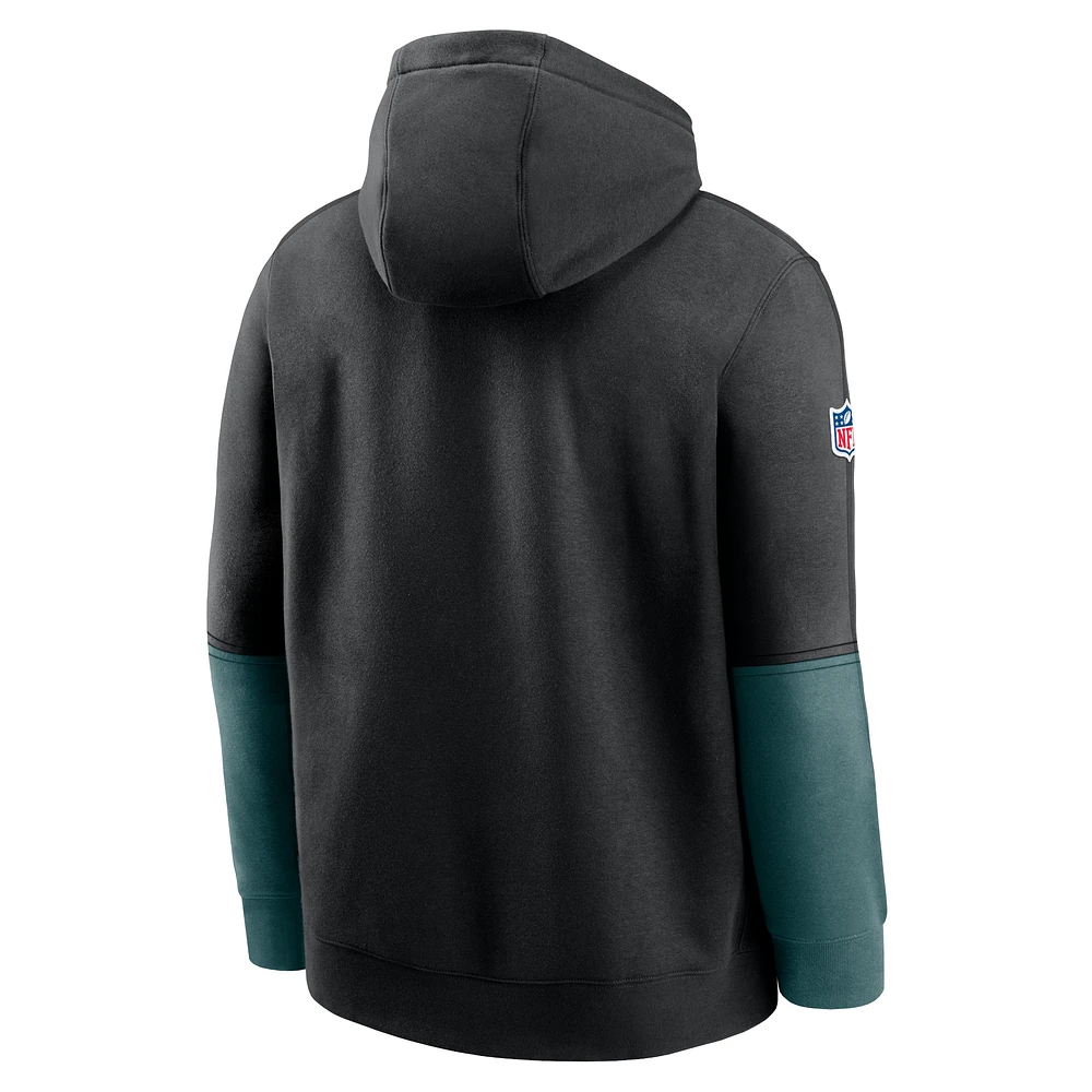 Men's Nike Black Philadelphia Eagles 2024 Sideline Club Pullover Hoodie