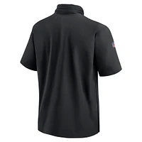 Men's Nike Black Philadelphia Eagles 2024 Sideline Coach Short Sleeve Half-Zip Hoodie Jacket