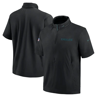 Veste à capuche manches courtes et demi-zip Nike noire Philadelphia Eagles 2024 pour homme