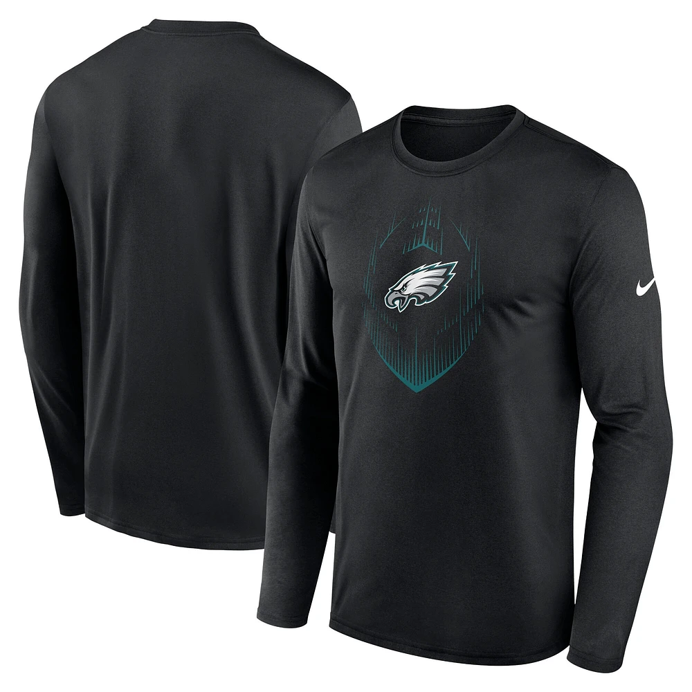 Men's Nike Black Philadelphia Eagles Icon Legend Performance Long Sleeve T-Shirt