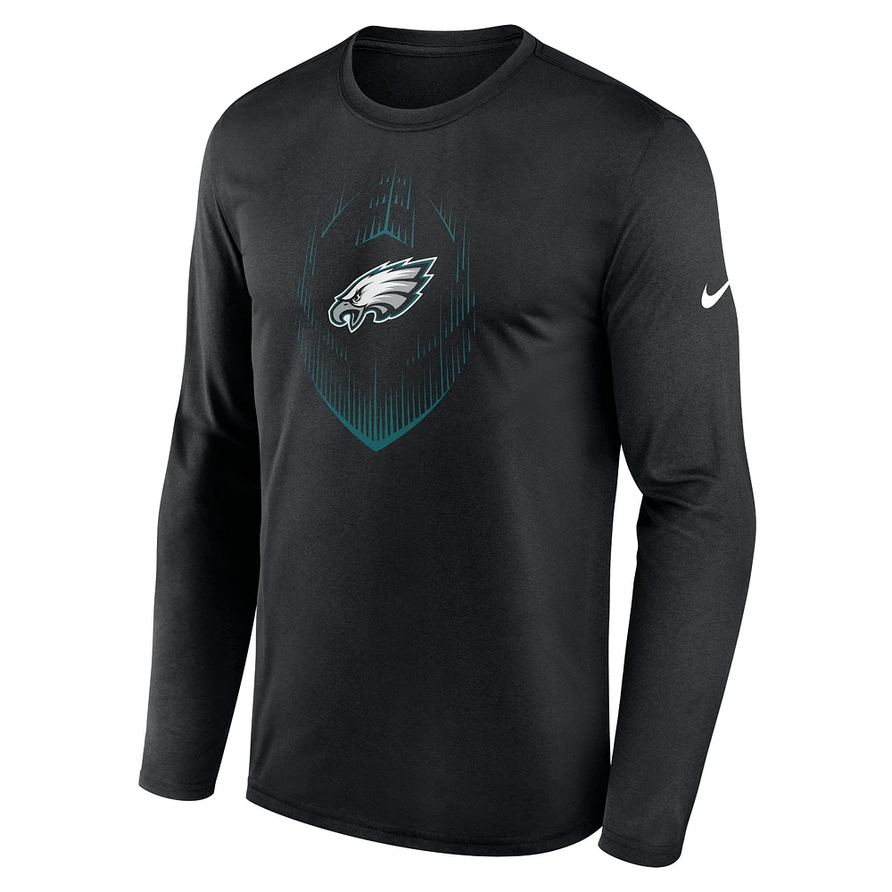 Men's Nike Black Philadelphia Eagles Icon Legend Performance Long Sleeve T-Shirt