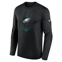 Men's Nike Black Philadelphia Eagles Icon Legend Performance Long Sleeve T-Shirt