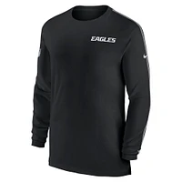 Men's Nike Black Philadelphia Eagles Sideline Coach UV Performance Long Sleeve T-Shirt