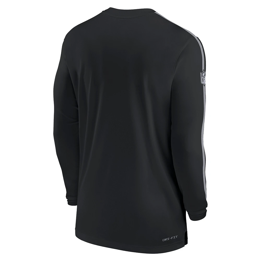 Men's Nike Black Philadelphia Eagles Sideline Coach UV Performance Long Sleeve T-Shirt