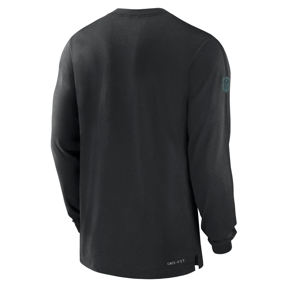 Men's Nike Black Philadelphia Eagles Sideline Player Performance Long Sleeve T-Shirt
