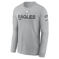 Men's Nike Gray Philadelphia Eagles 2024 Salute To Service Long Sleeve T-Shirt