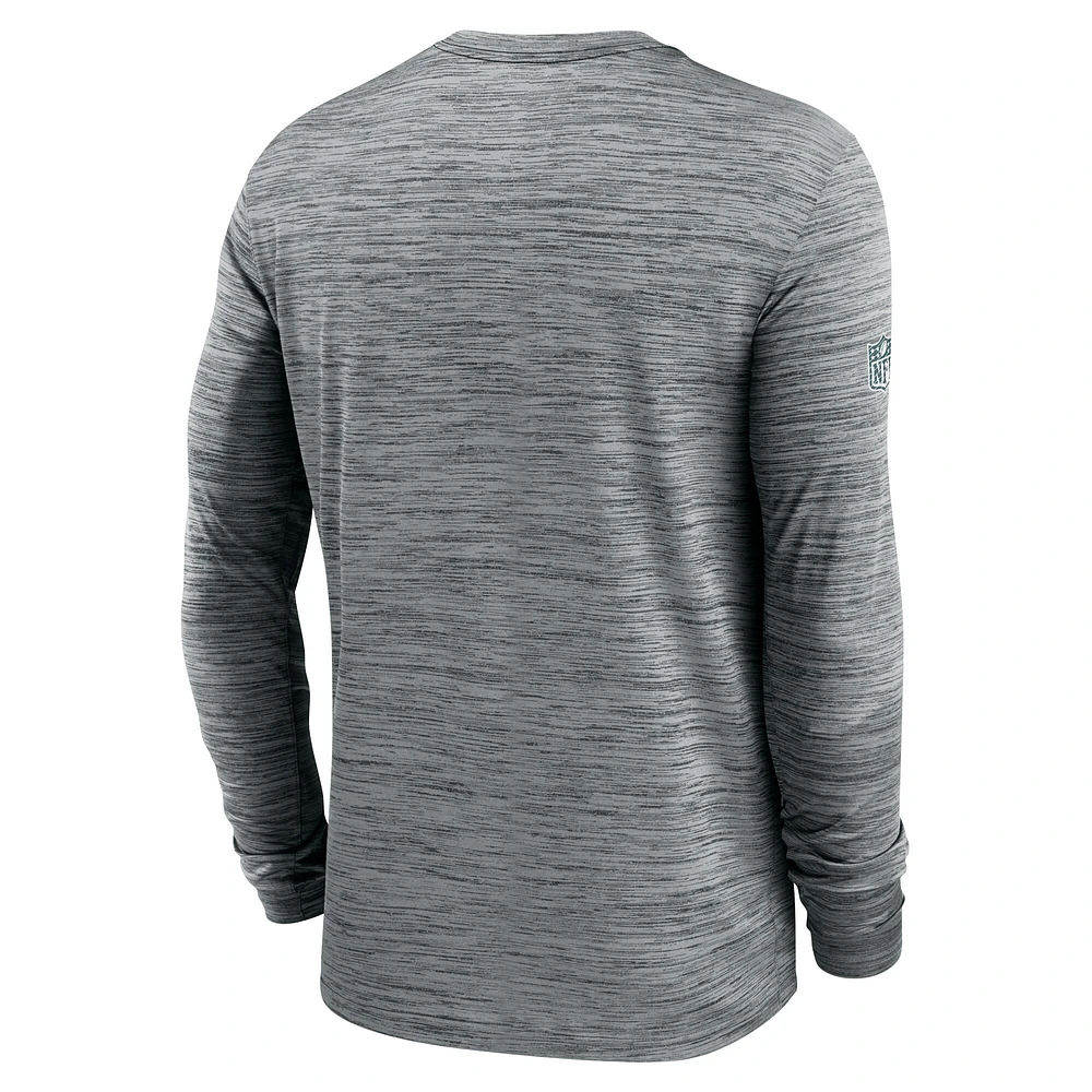 Men's Nike Gray Philadelphia Eagles 2024 Sideline Velocity Performance Long Sleeve T-Shirt