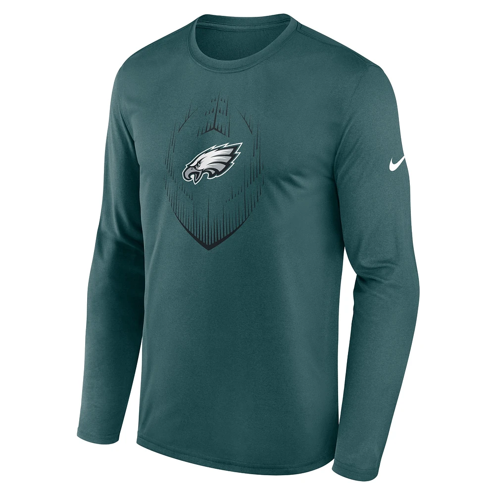 Men's Nike Green Philadelphia Eagles Icon Legend Performance Long Sleeve T-Shirt