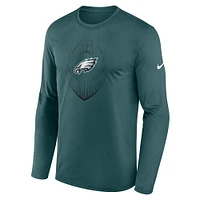 Men's Nike Green Philadelphia Eagles Icon Legend Performance Long Sleeve T-Shirt