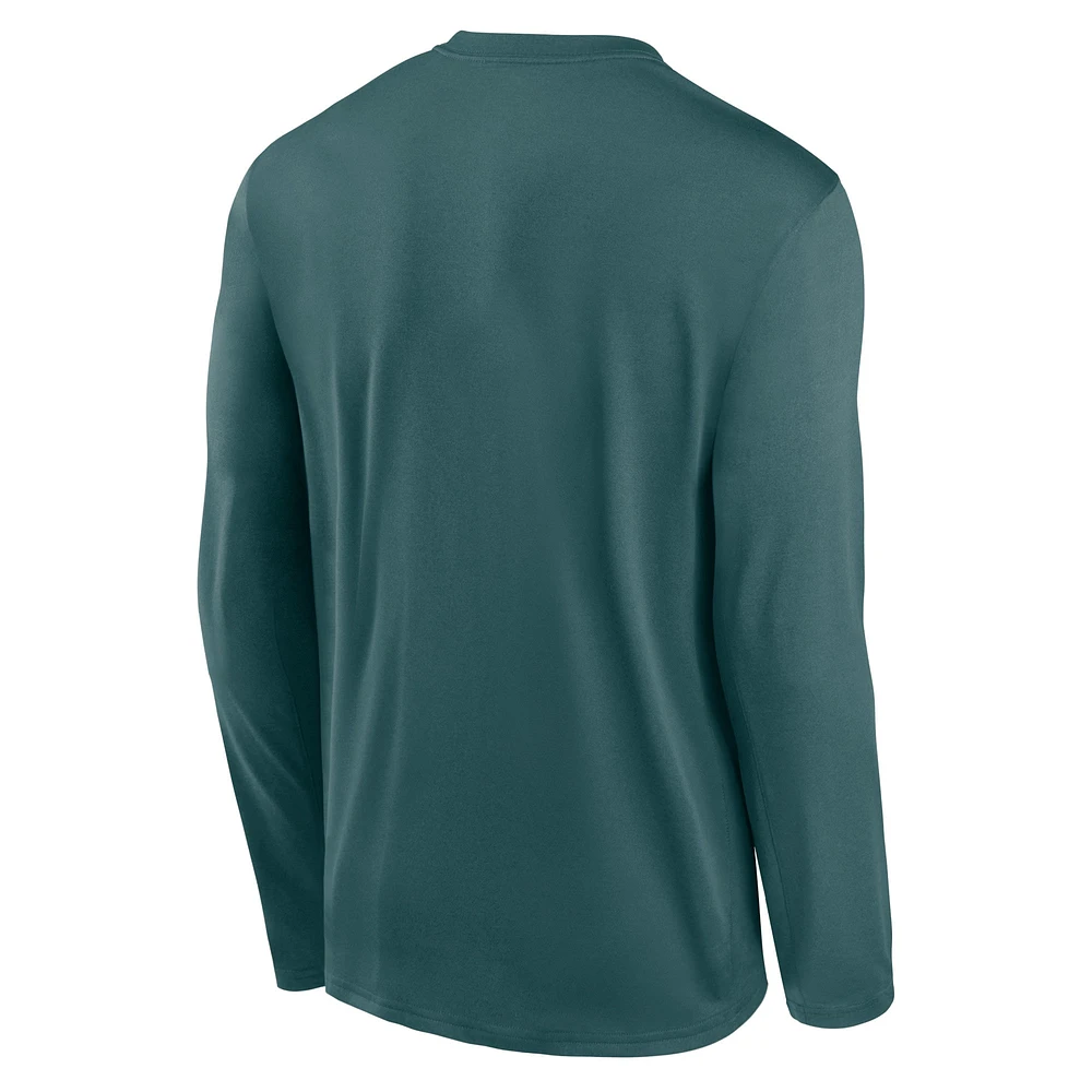 Men's Nike Green Philadelphia Eagles Icon Legend Performance Long Sleeve T-Shirt