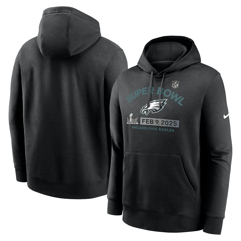 Men's Nike Heather Charcoal Philadelphia Eagles Super Bowl LIX Fleece Pullover Hoodie