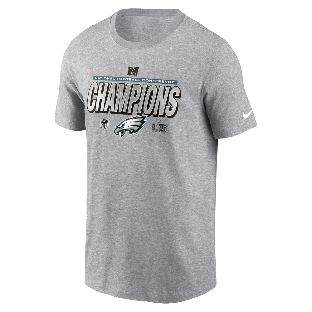 Men's Nike  Heather Gray Philadelphia Eagles 2024 NFC Champions Locker Room Trophy Collection T-Shirt