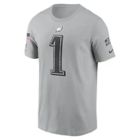 Men's Nike Jalen Hurts Gray Philadelphia Eagles 2024 Salute To Service Name & Number T-Shirt