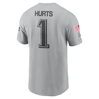 Men's Nike Jalen Hurts Gray Philadelphia Eagles 2024 Salute To Service Name & Number T-Shirt