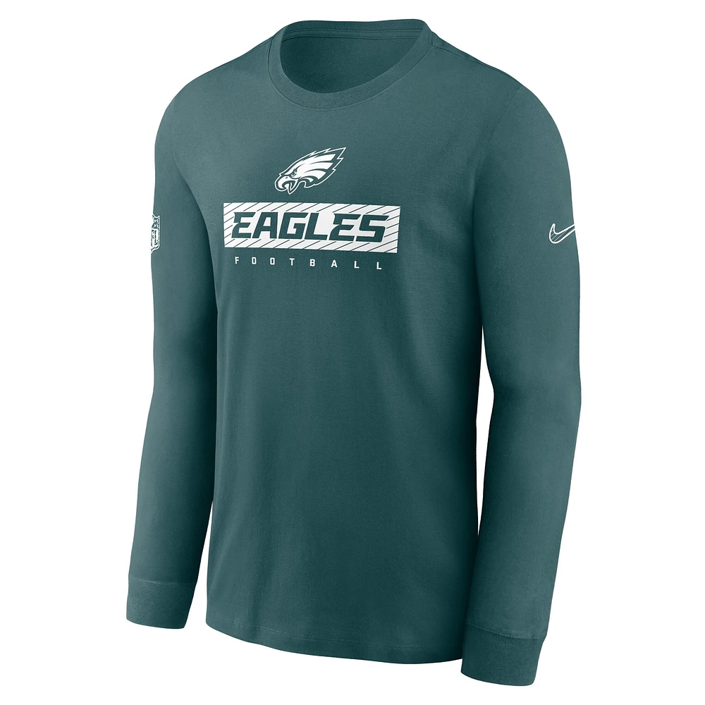 Men's Nike Midnight Green Philadelphia Eagles Sideline Performance Long Sleeve T-Shirt