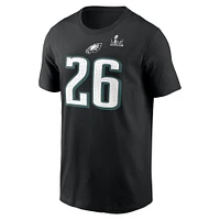 Men's Nike Saquon Barkley Black Philadelphia Eagles Super Bowl LIX Name & Number T-Shirt