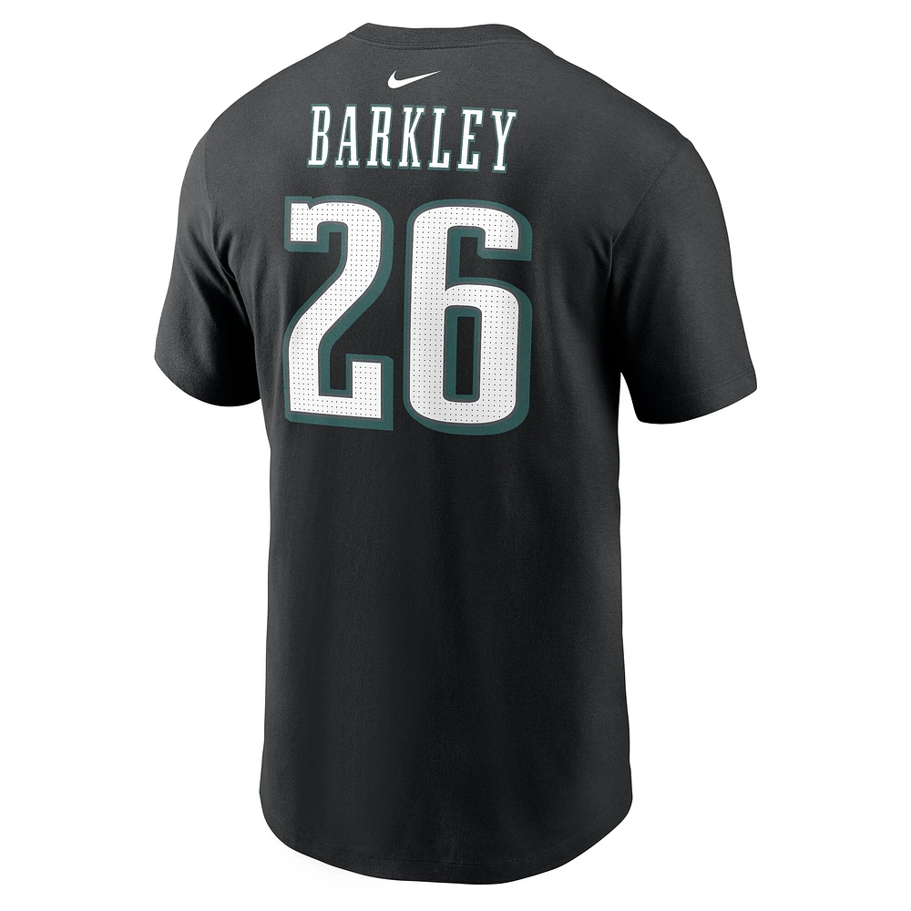 Men's Nike Saquon Barkley Black Philadelphia Eagles Super Bowl LIX Name & Number T-Shirt