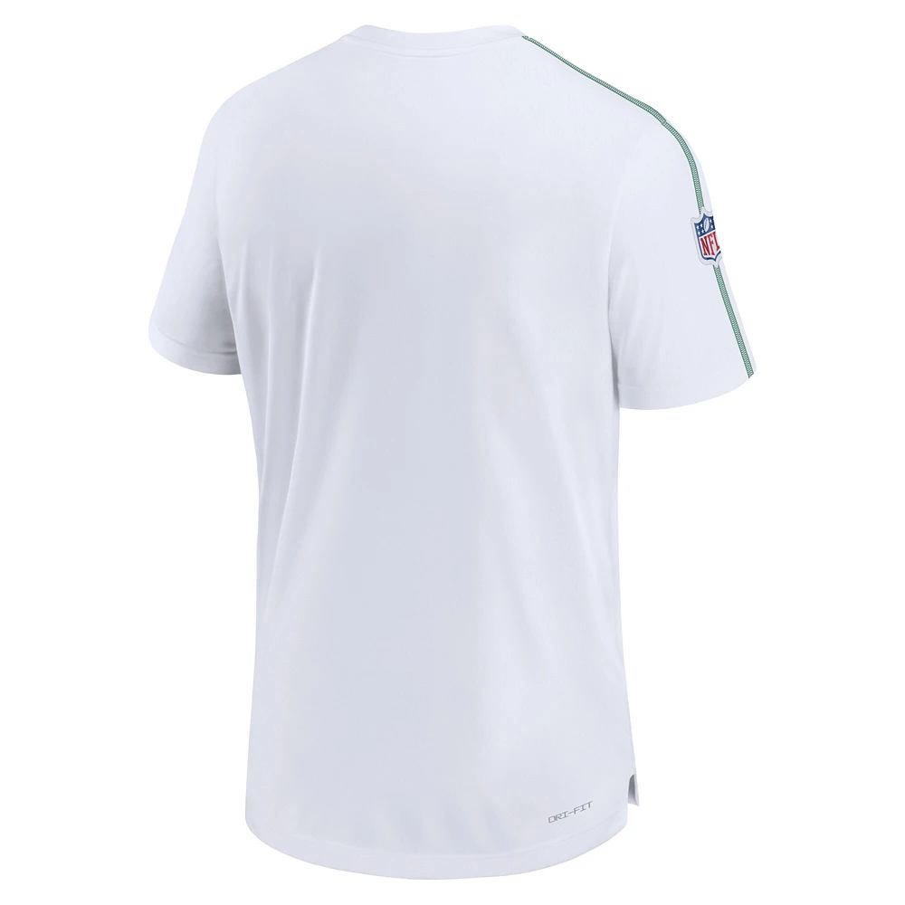 Haut Nike blanc pour homme avec logo alternatif Philadelphia Eagles Sideline Coach Performance