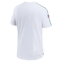 Haut Nike blanc pour homme avec logo alternatif Philadelphia Eagles Sideline Coach Performance