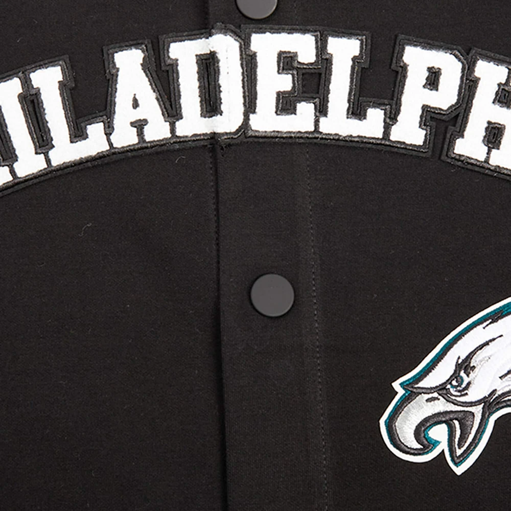 Men's Pro Standard Black Philadelphia Eagles Classic Warm-Up Short Sleeve Full-Snap Jacket