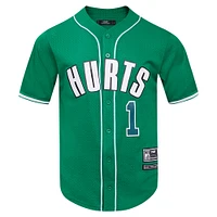 Men's Pro Standard Jalen Hurts Kelly Green Philadelphia Eagles Mesh Button-Up Baseball Jersey