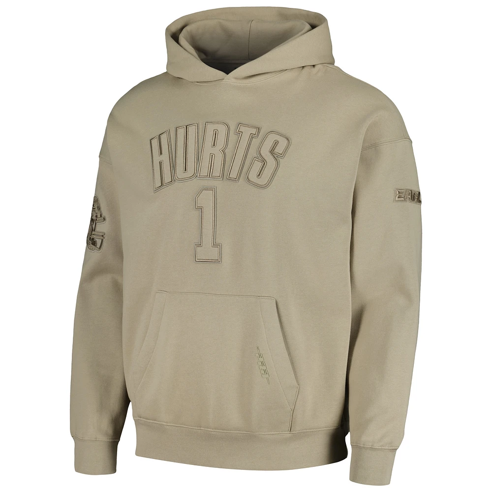 Men's Pro Standard Jalen Hurts Tan Philadelphia Eagles Player Name & Number Pullover Hoodie