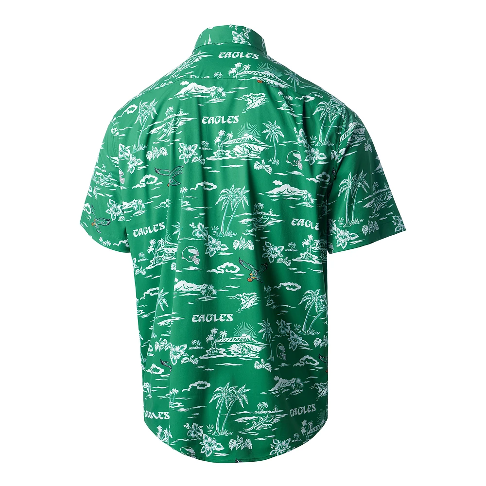 Men's Reyn Spooner Green Philadelphia Eagles Throwback Kekai Print Button-Up Shirt