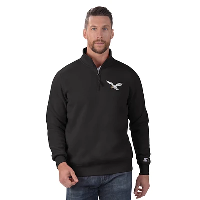 Sweat-shirt à capuche classique fermeture éclair quart de tour pour homme, noir, des Philadelphia Eagles
