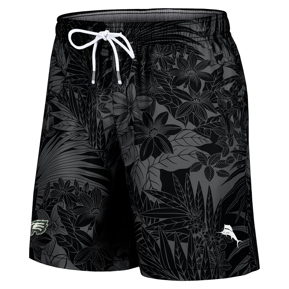 Men's Tommy Bahama Black Philadelphia Eagles Santiago Palms Board Shorts