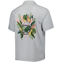Men's Tommy Bahama Gray Philadelphia Eagles Coconut Point Frondly Fan Camp IslandZone Button-Up Shirt