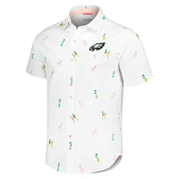 Men's Tommy Bahama White Philadelphia Eagles Nova Wave Flocktail Button-Up Shirt