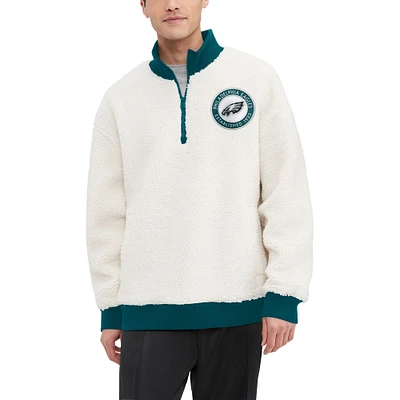 Sweat-shirt crème à quart de zip Tommy Hilfiger Philadelphia Eagles Jordan Sherpa pour hommes